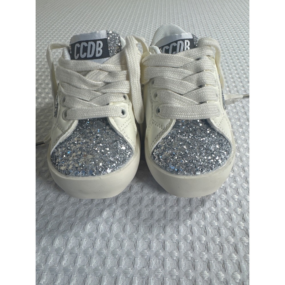 CCDB Sneakers Kids 26 GGGDSTAR White Silver Glitter Star EUC